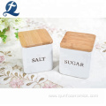 Ceramic Sugar Kitchen Canister With Bamboo Lid